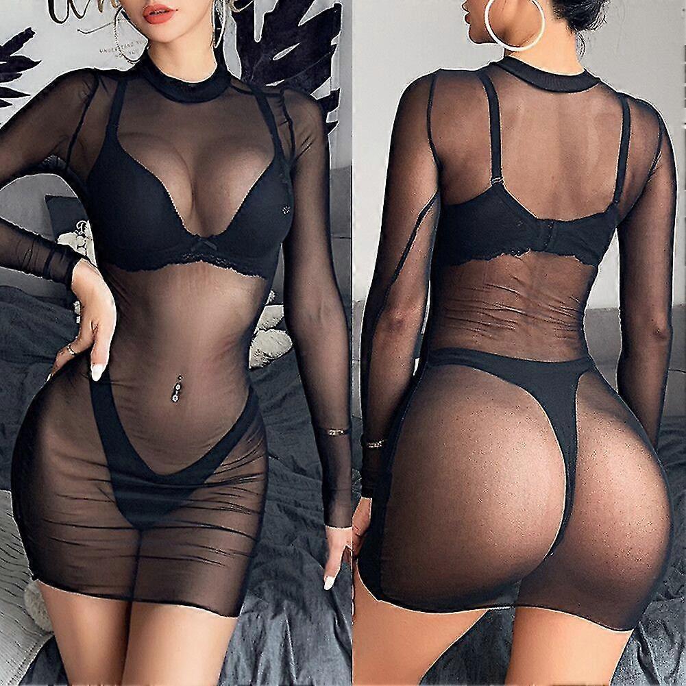 Sexy Flirty See-through Mesh Long Sleeve Temptation Hip Sexy Flirty See-through Mesh Long Sleeve Temptation Hip