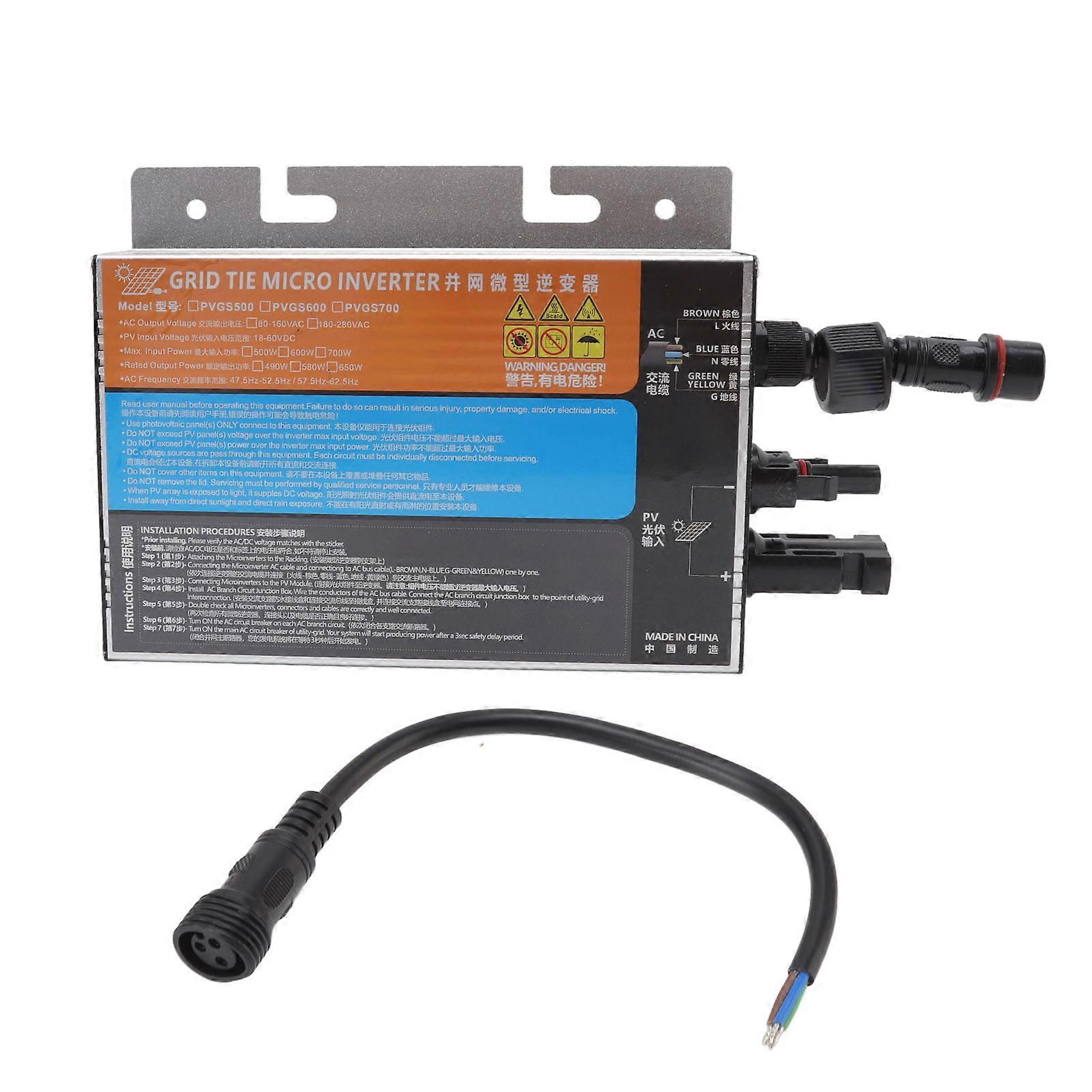 Solar Inverter Micro Aluminium Alloy IP55 Protection Grid Tie Inverter for Converting DC to AC 18‑60V
