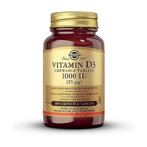 Vitamin D3 1000 IU 100 chewable tablets of 25μg (Strawberry - Banana)