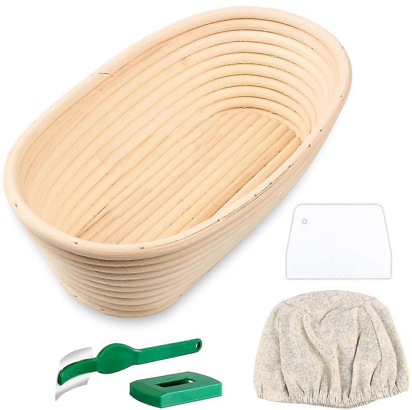 Oval Bread Proofing Basket, Handmade Banneton Bread Proofing Basket Brotform With Bread Lame, Dough
