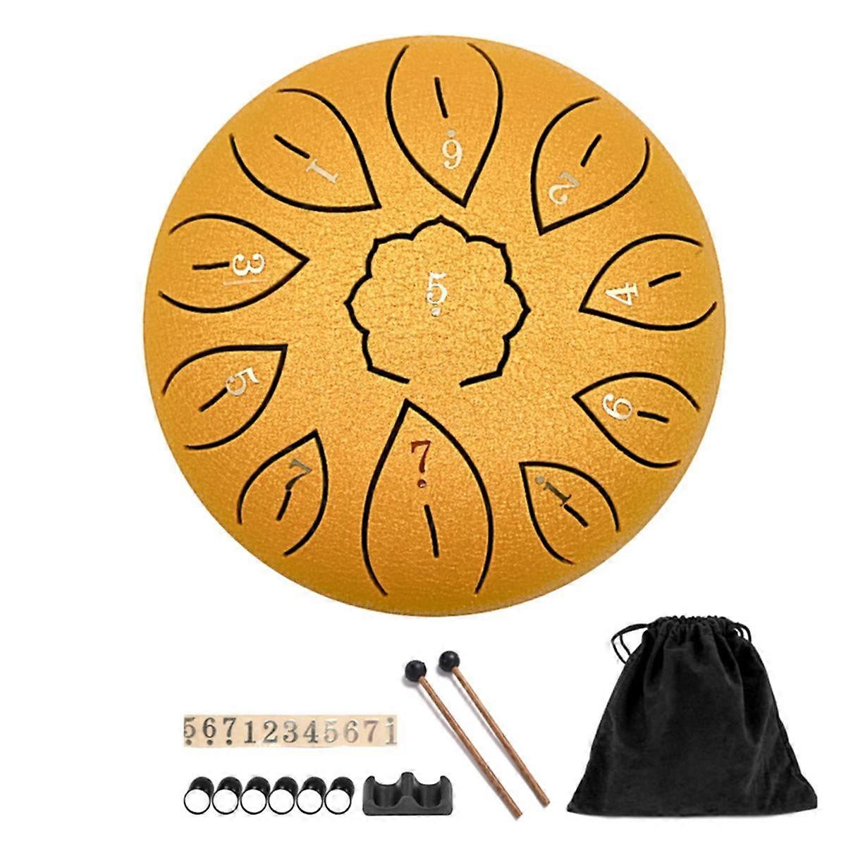 Rain Drum for Outside, Steel Tongue Drum 11 Notes 6 Inches Chakra Tank Drum Steel Percussion Padded