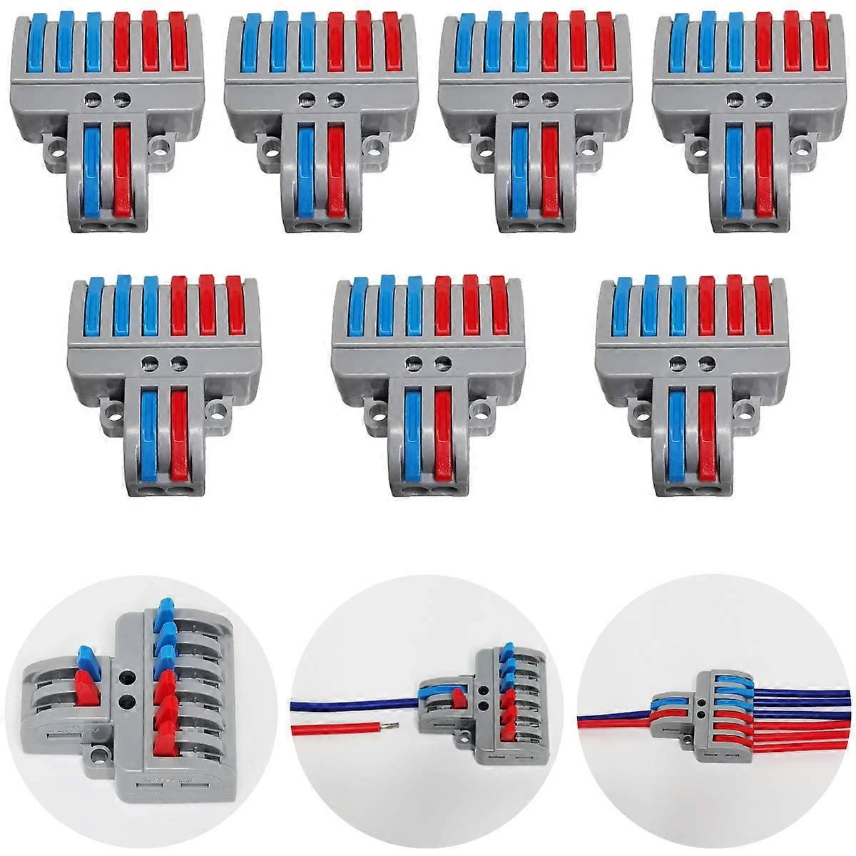 Nirvana Terminal set, terminal block set with lever, push cable connector, compact plug-in terminals, 7 pieces of 8-pole terminals, with mounting scre