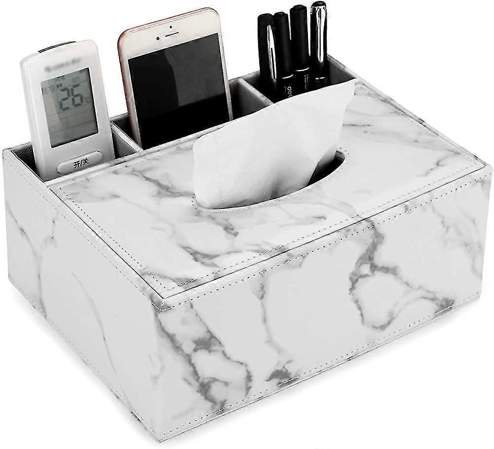 Pu Leather Household Office Rectangular Tissue Box With Remote Control Storage