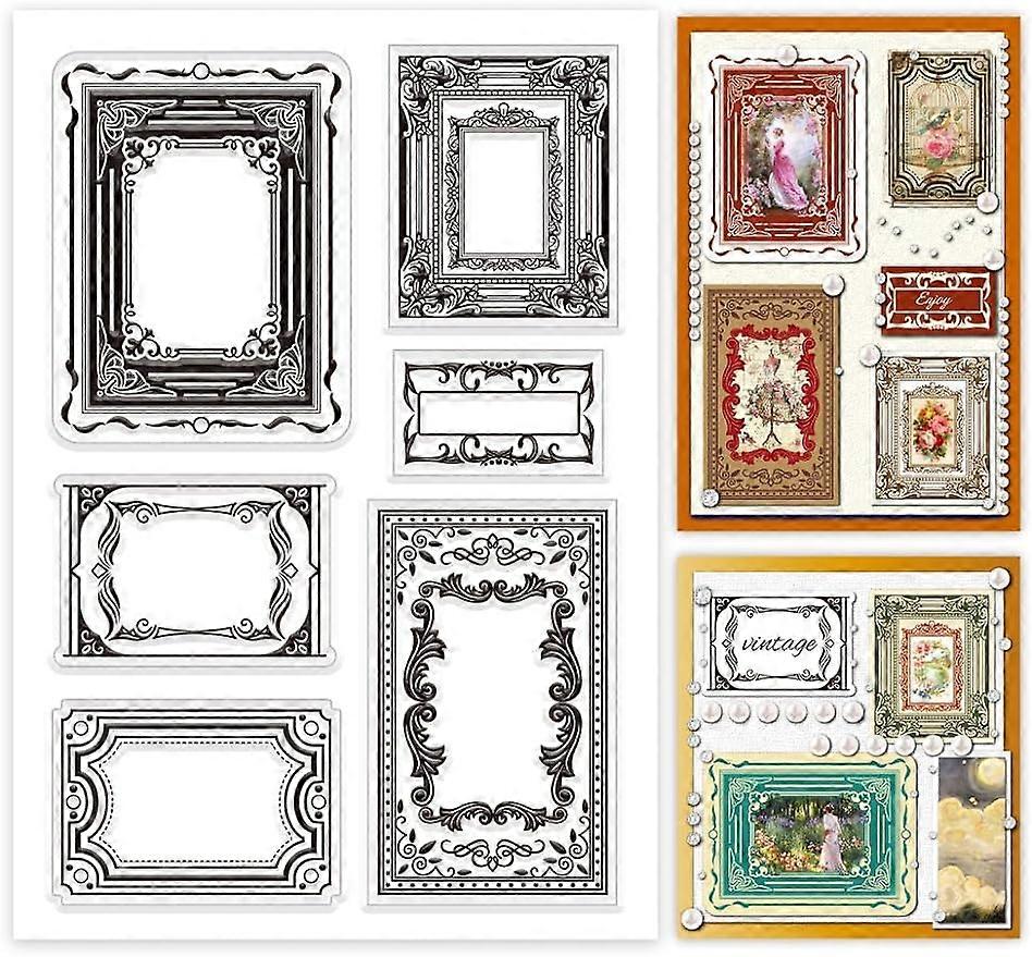 1Sheet Retro Frame Background Silicone Clear Stamp