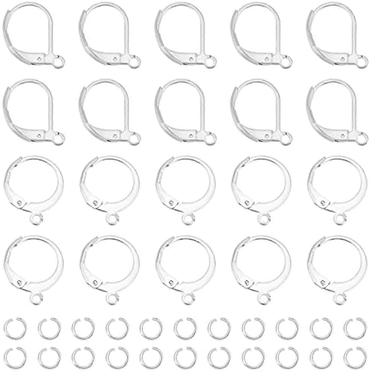 120Pcs 2Style 304 Stainless Steel Leverback Earring Findings with 180Pcs Open Jump Rings Hole 1~1.5mm Metal Earring Findings with Loop for Jewlery Mak