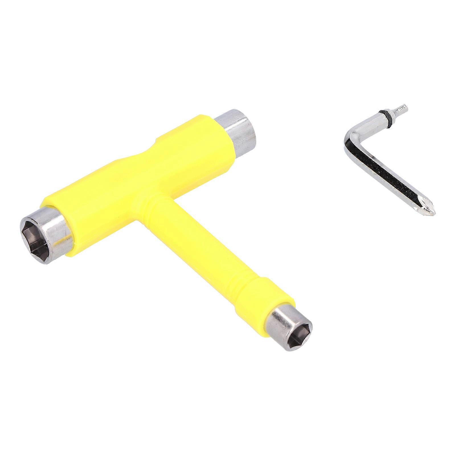 Skate Tool MultiFunction Portable Skateboard TType Hex Key Kit Fastener Hardware Jaune