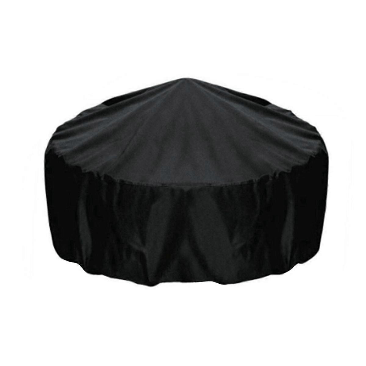 Fire Pit Cover Round 36 Inch Fire Pit Cover, Black, Windproof Drawstring and Waterproof Layer for 3
