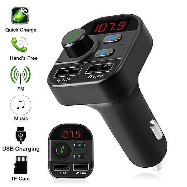 Bluetooth Car Adapter FM Transmitter MP3 Radio Kit with 2 USB C