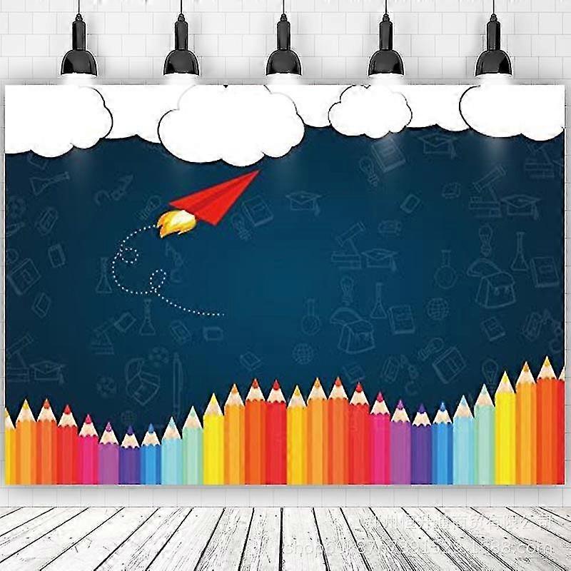 7x5ft Welcome Back to School Photography Backdrop Cloth Paper Plane Background Studio Prop