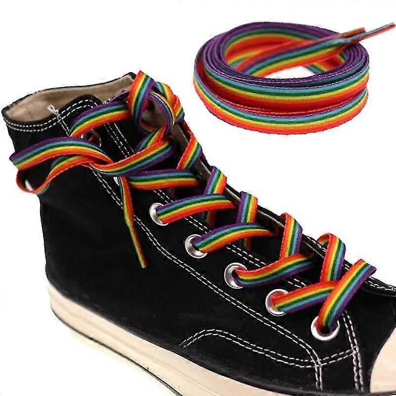 1pair Rainbow Shoelace Gradient Color Low-cut High Top Canvas Shoes Laces Boot Strings Rainbow Personalized Printing Shoelaces