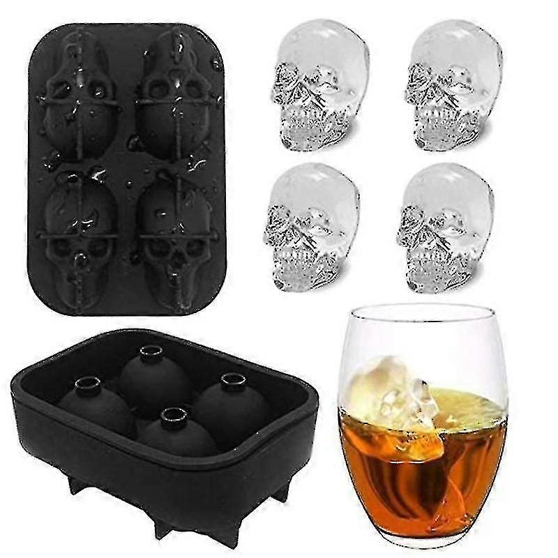 3d Silicone Ice Cube Mold Skull Ice Cube Cake Candy Tools 4 Grid Kitchen Gadgets