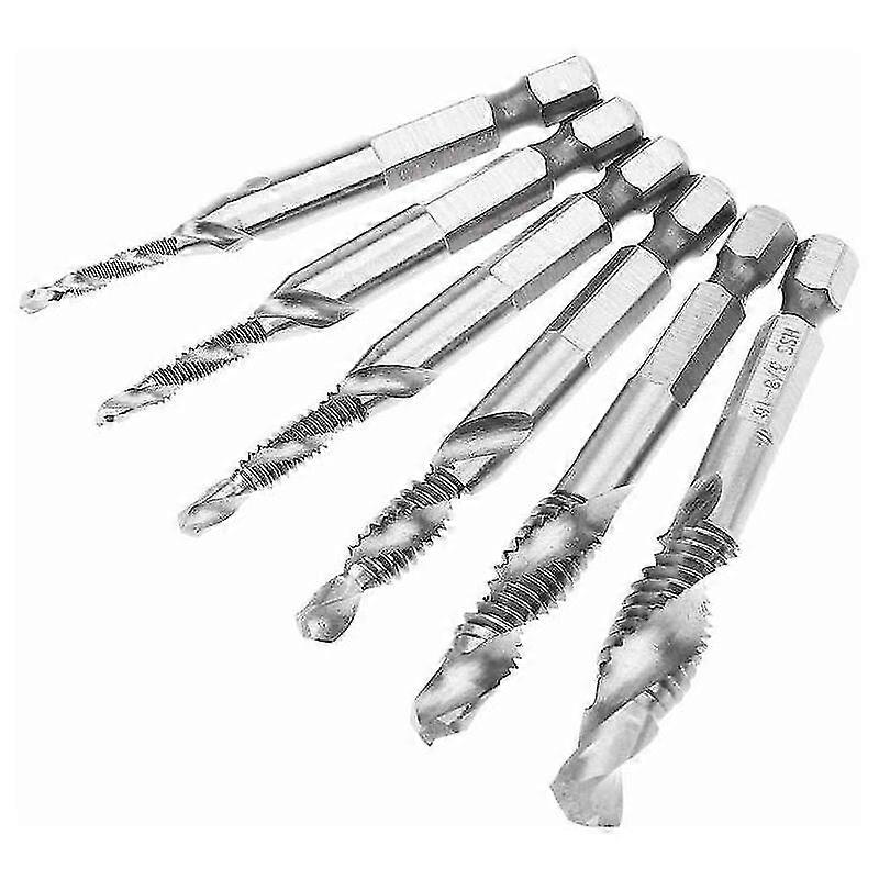 6pcs Hss Hex Shank Combination Drill Bits Tap Countersink Set