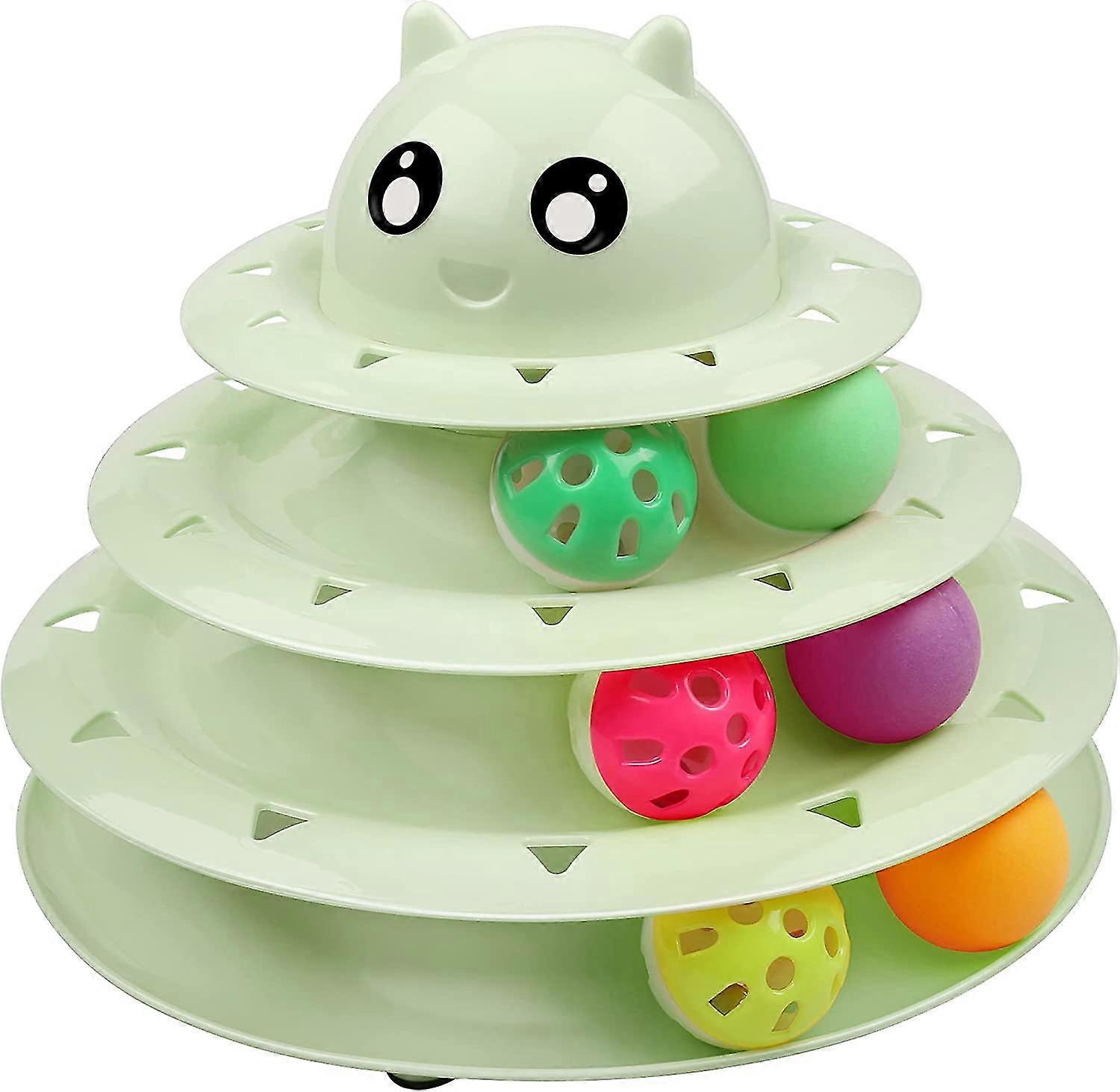 Cat Toy Roller 3-level Turntable Cat Toys Balls With Six Colorful Balls Interactive Kitten Fun Mental Physical Exercise Puzzle Kitten Toys.-
