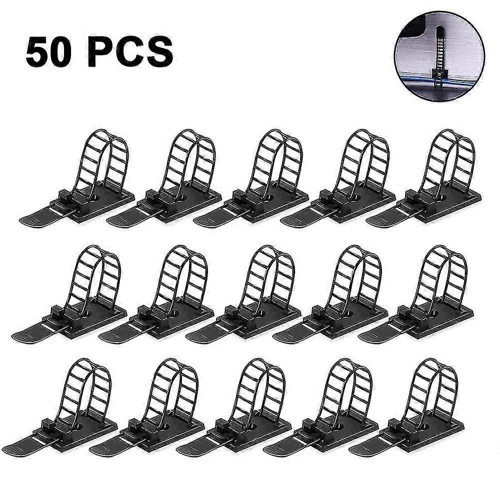 50pcs Adjustable Self-adhesive Cable Ties Cord Clamp Extra Screw