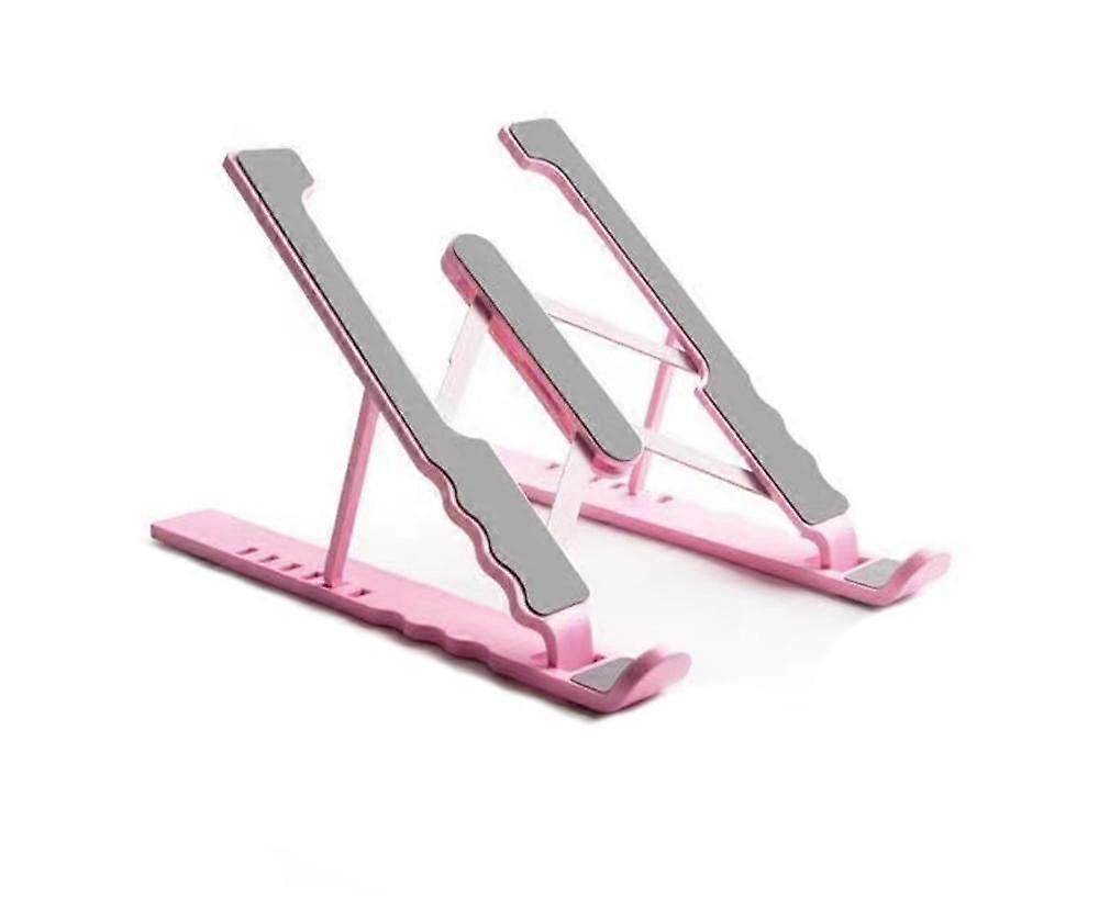 Foldable Notebook Stand Six-Level Adjustment Plastic Portable Holder Riser for Laptops - Pink