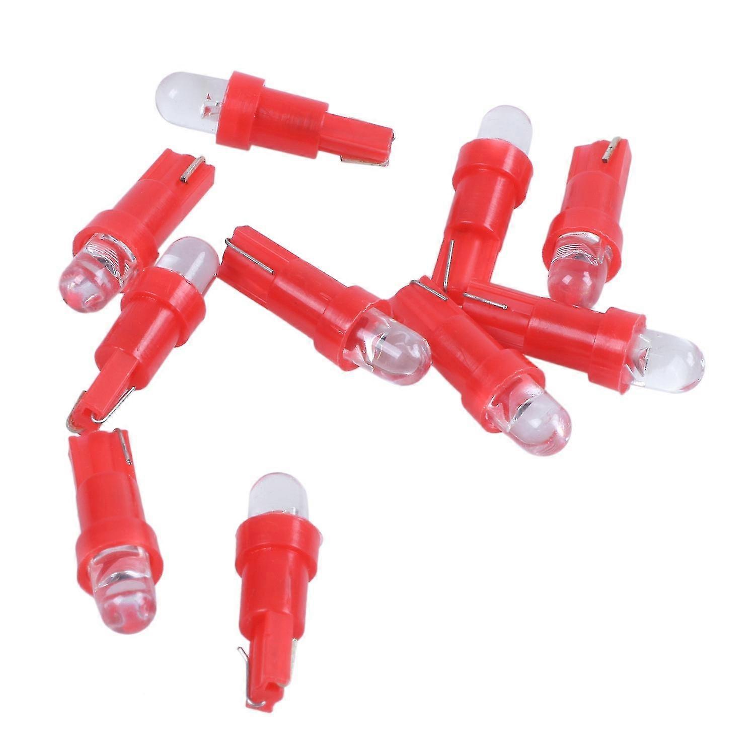 10 X Dc 12v Led Red Bulb Dashboard T5 Lamp For Automotive H