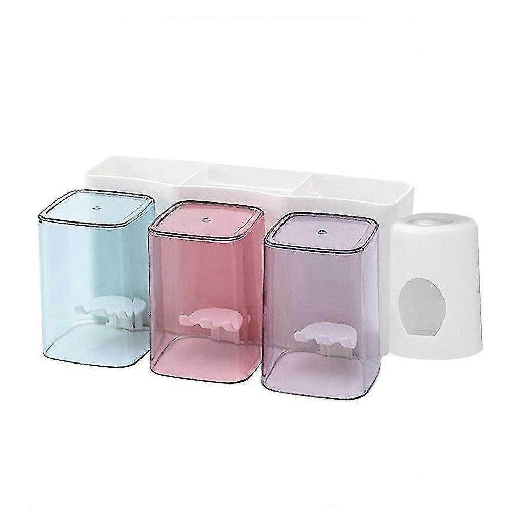 Automatic Toothpaste Dispenser Toothbrush Holder Set Mount Stand Bathroom