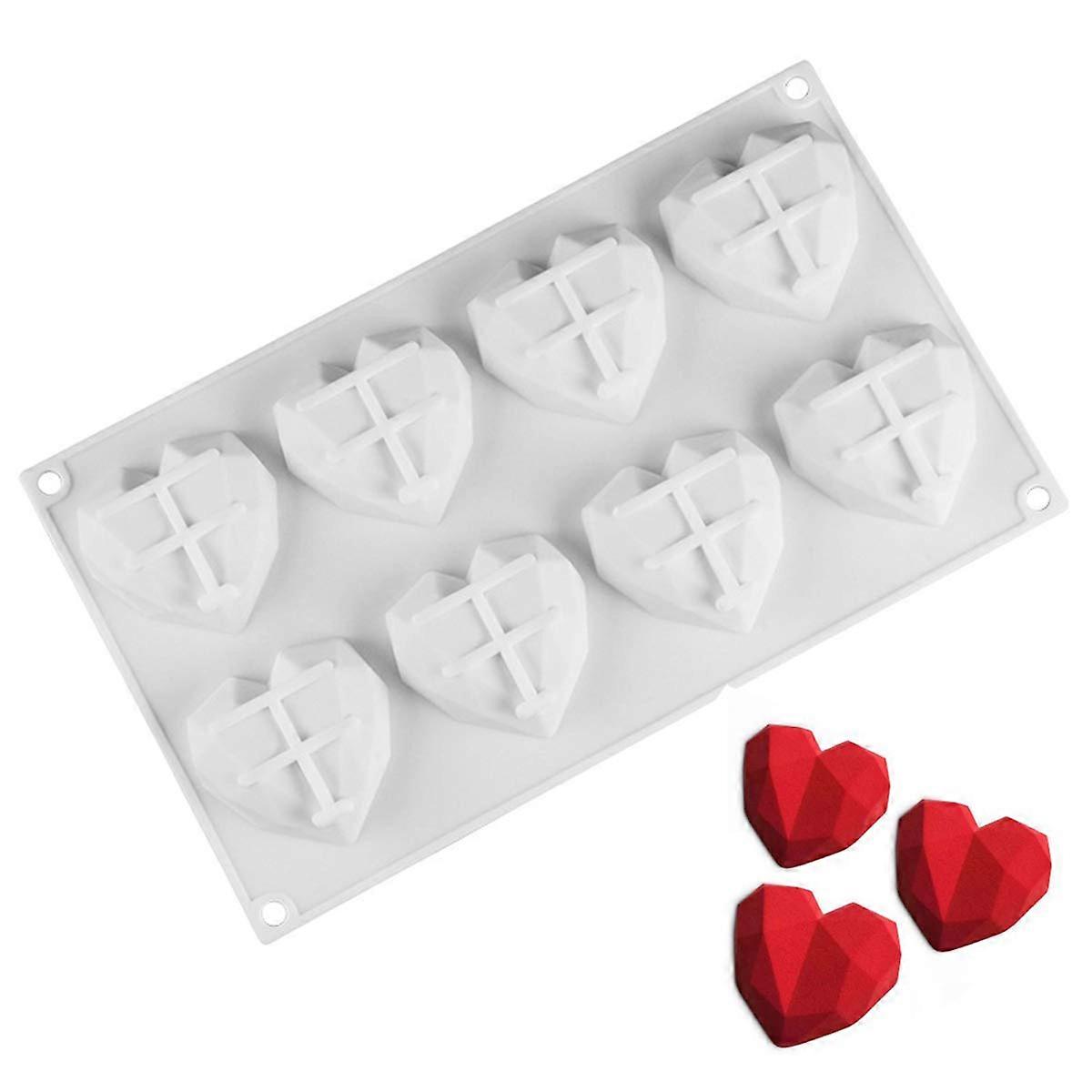 8 Hulrum hjerte silikone skimmel, 3D kærlighed hjerteformet mousse kage bageform bagevæg form DIY værktøjer til kage slik