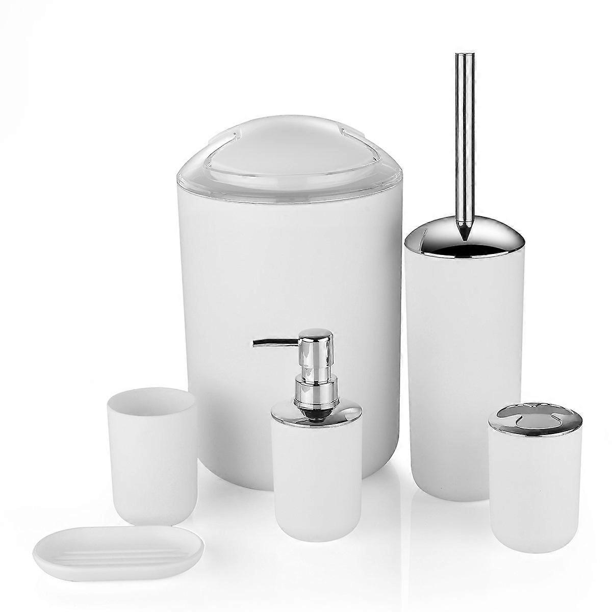 Bathroom Accessories Set 6 Piece -Modern Decor Set (White)