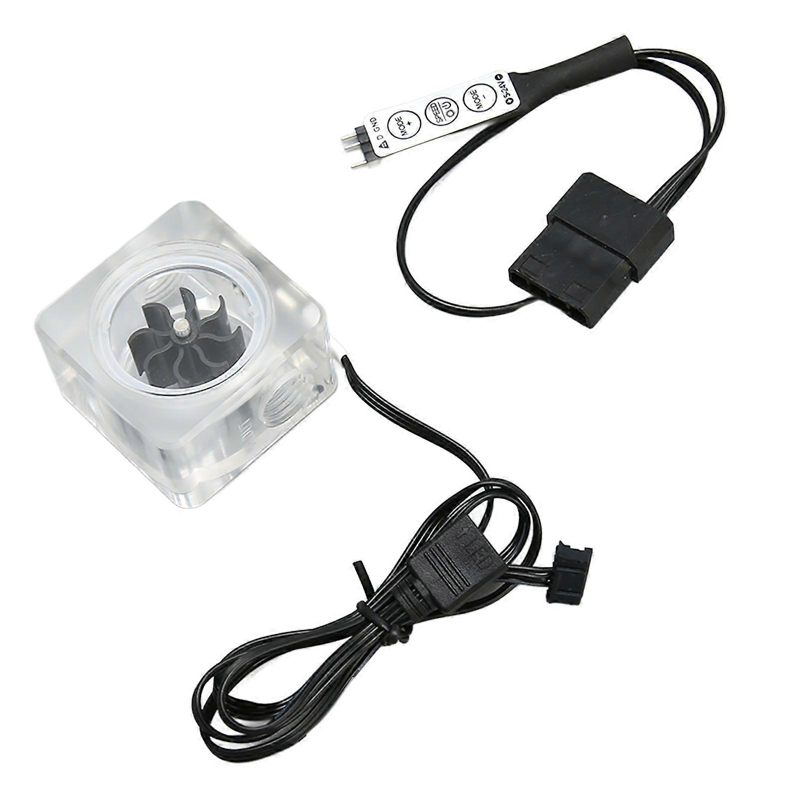 PC Water Flow Meter Indicator 8 Impeller 3 Ways Manual Remote Control Black G1/4 Thread Revolving Speed Water Cooling