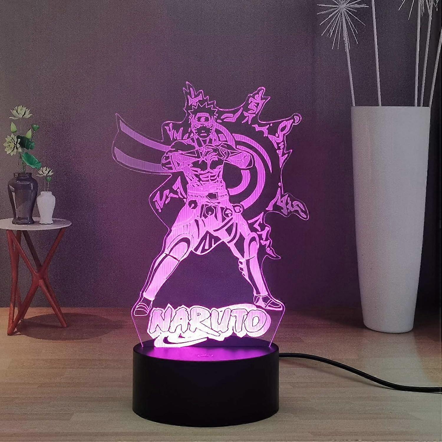 Naruto Kakashi Uchiha Sasuke 3D Illusion Night Light Lamp Smart Touch, RGB Effect USB Cable Powered Creative 3D Japanese Anime Lamp