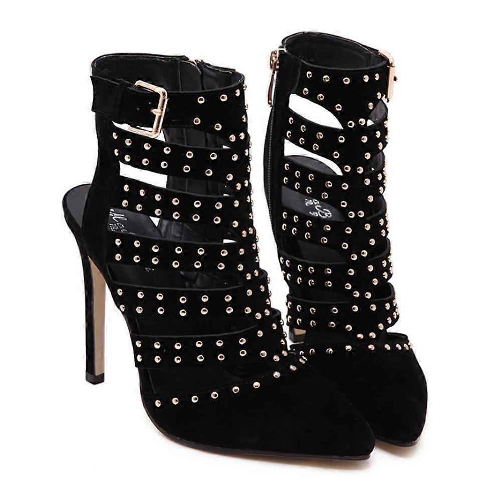 Hollow Rivet Punk Style Pointed Sandals