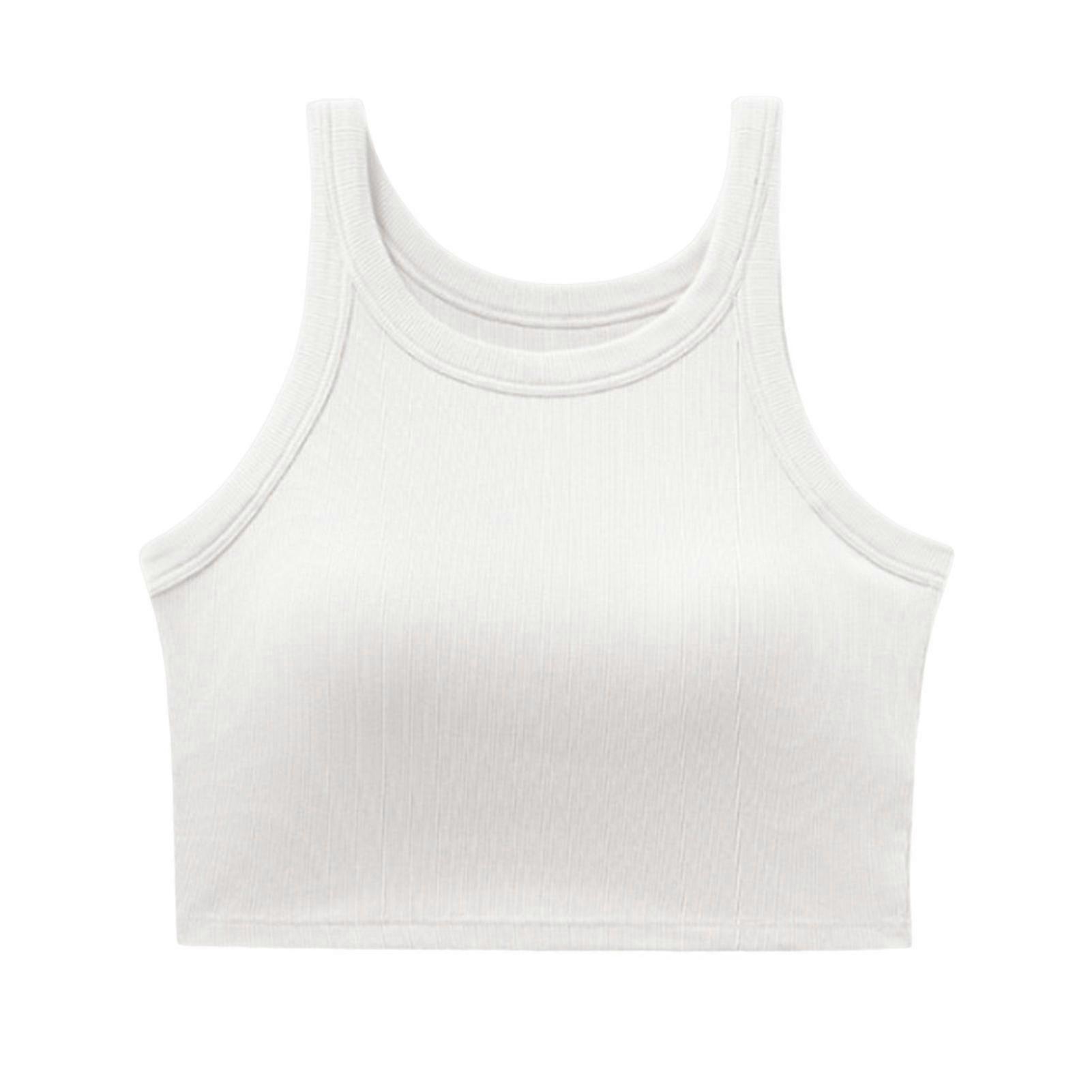 Women's Vest Round Neck Camisole Basic Racerback Rib-knit Solid Sleeveless Crop Tank Tops For Shopping Dates Travel Multiple Sizes Available