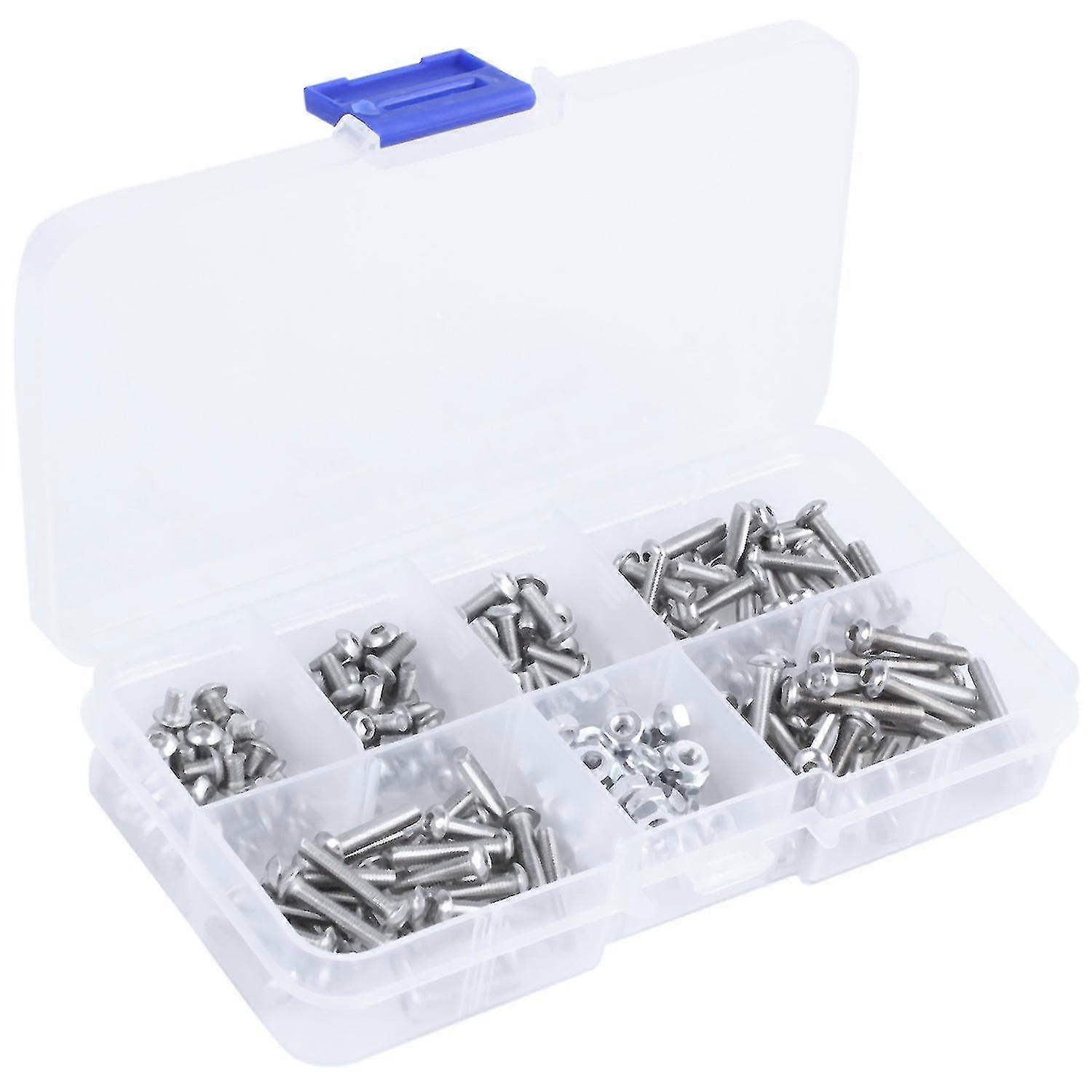 230pcs Stainless Steel Hex Hex Drive Button Head Socket Cap Bolts Screws Nuts Assortment Kit