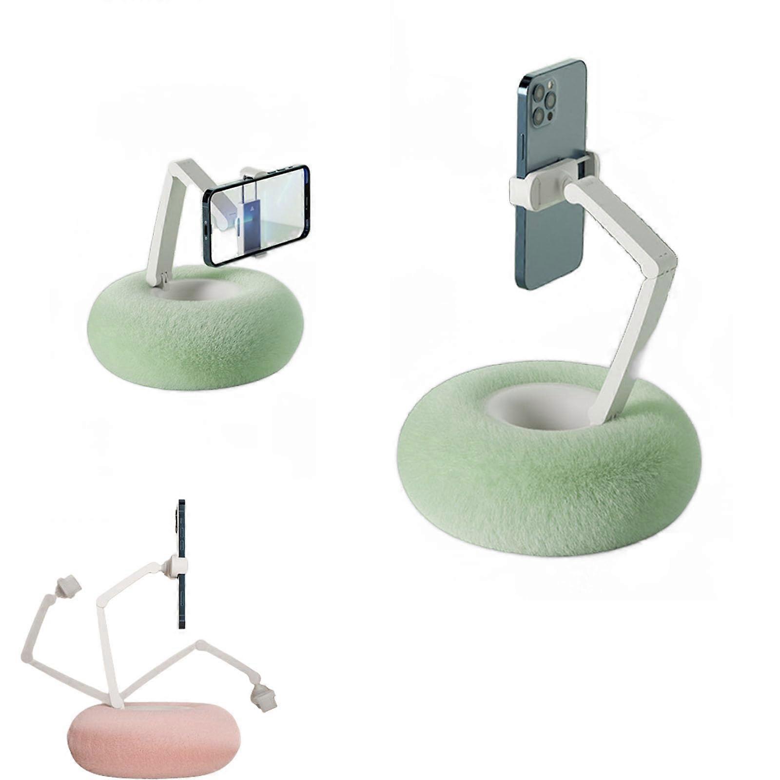 Fuzzy Bowl with Holder, Fuzzy Bowl Holder, Tablet Pillow Stand, Adjustable Phone Holder for Bed, Cute Plush Holder Pillow for Phone with Detachable B