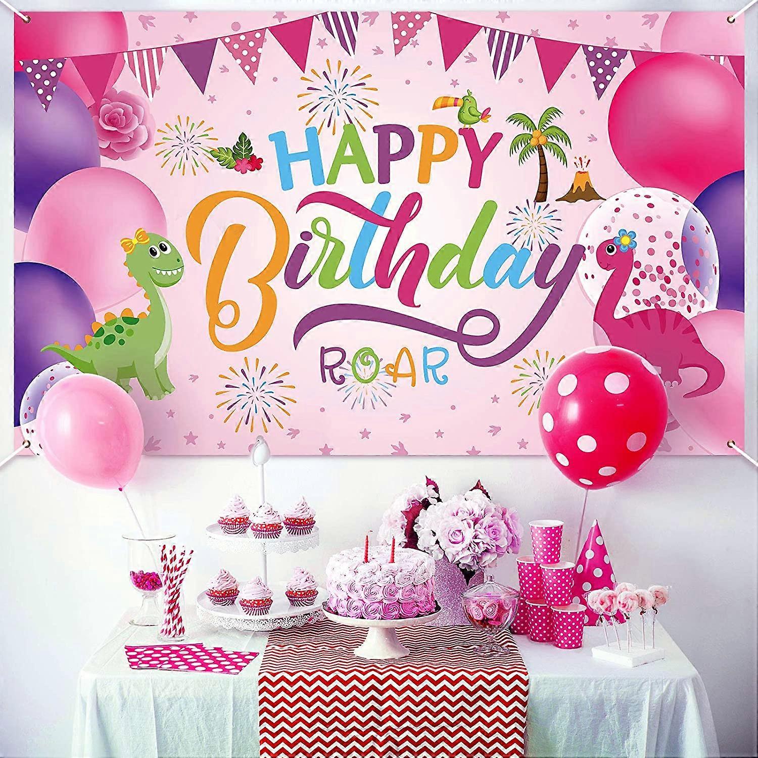 Dinosaur Birthday Decoration Set – Happy Birthday Banner With Letters & Rope, Dino Theme Party Supplies