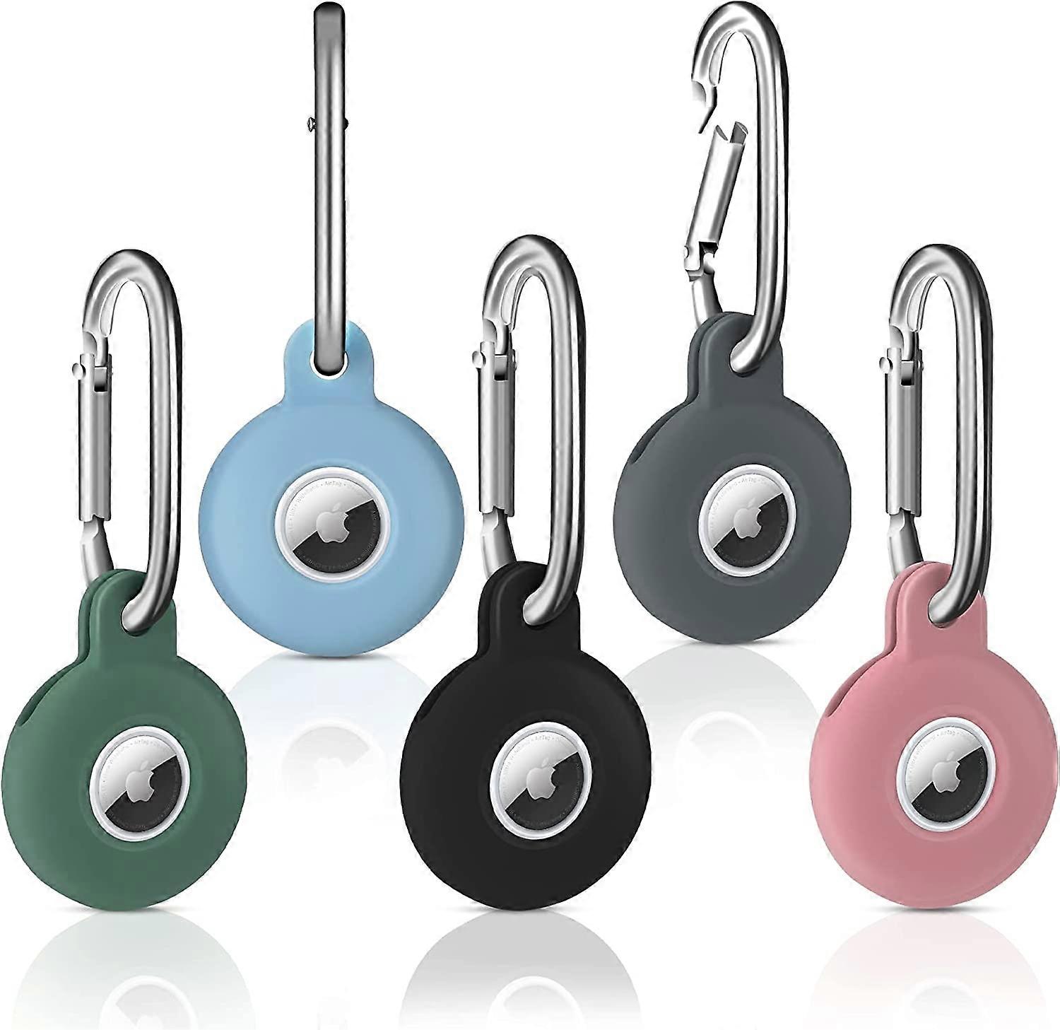 Airtag Key Holder [Skin-Friendly Silicone Case], 5 Pack Anti-Scratch Shock Absorbing Airtag Holder (with Luminous) for Apple Air Tag (2021), Airtag Ac