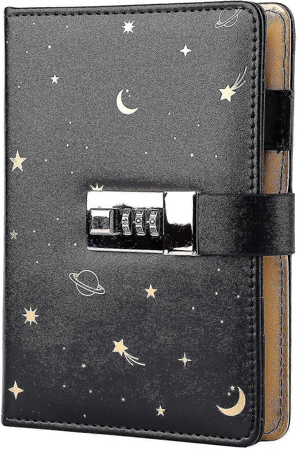 Leather Journal With Lock, Refillable Paper Binder Pas  Diary, Secret A6 Writing Hardcover Noteb