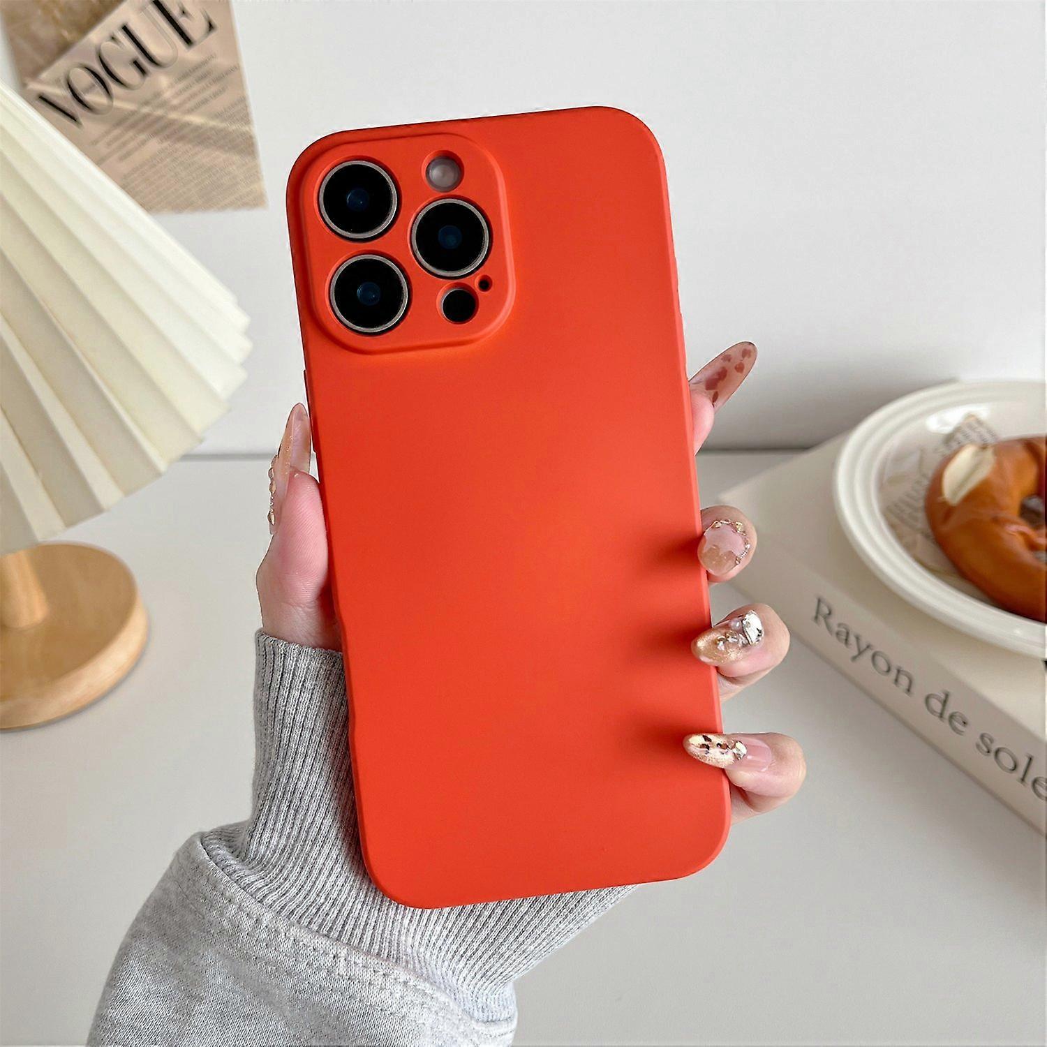 For iPhone 16 Pro Phone Back Case Scratch Resistant Silicone Mobile Cover - Orange