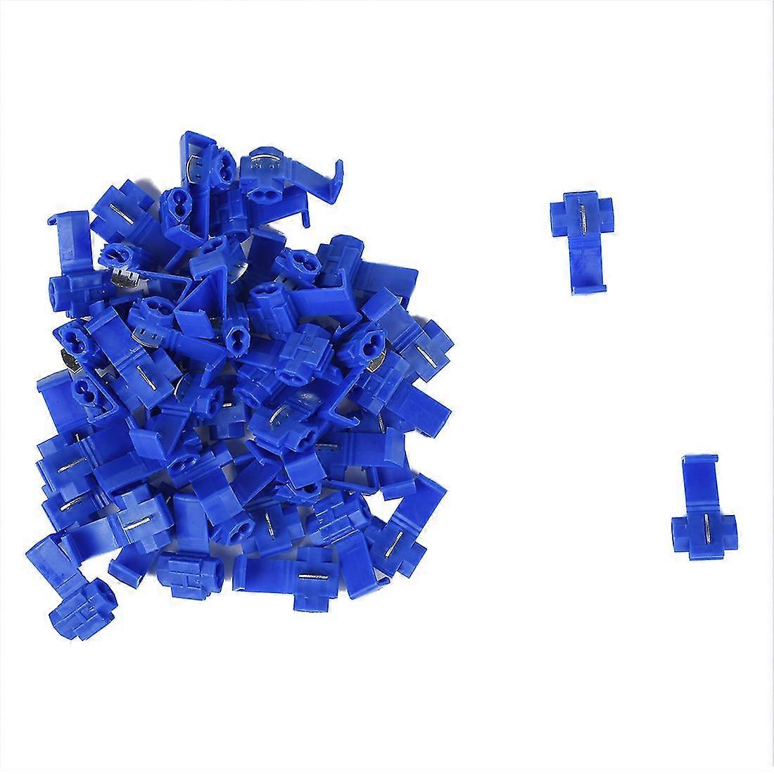 50pcs Quick Splice Connectors Lock Wire Terminals Crimp Electrical Electric - Blue