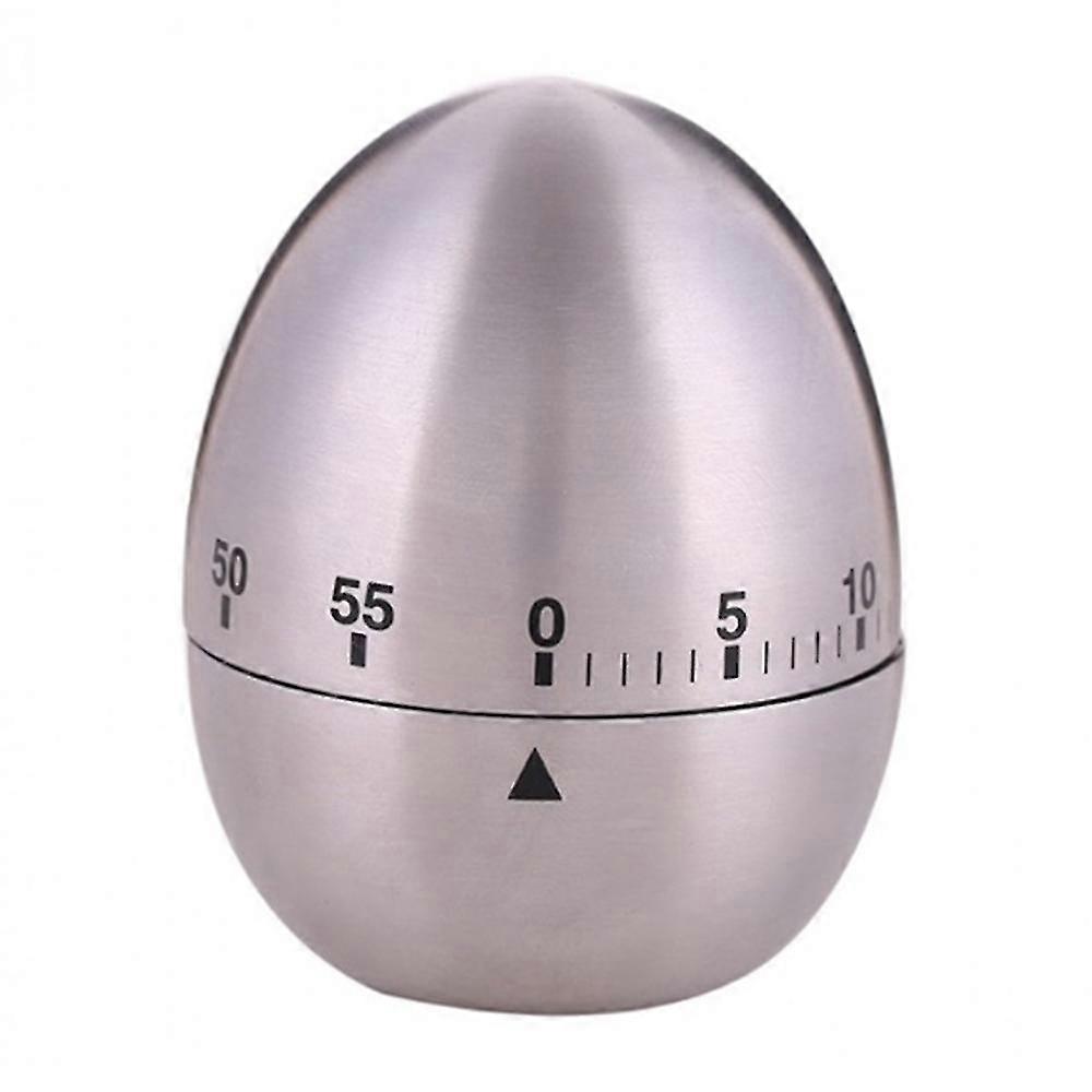 Kitchen Timer, Stainless Steel Egg-shaped Mechanical Rotating Alarm Egg Timer Time Reminder Time Schedule-black