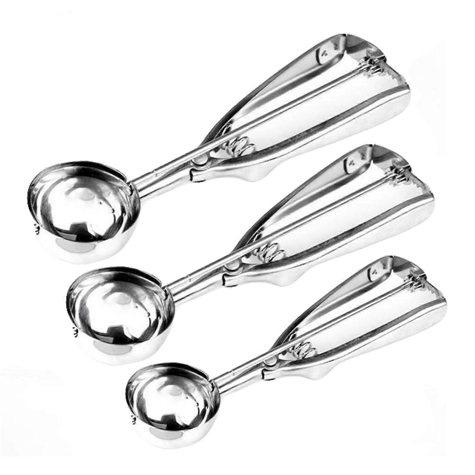 Ice Cream Spoon Stainless Steel Spring Handle Masher Cookie