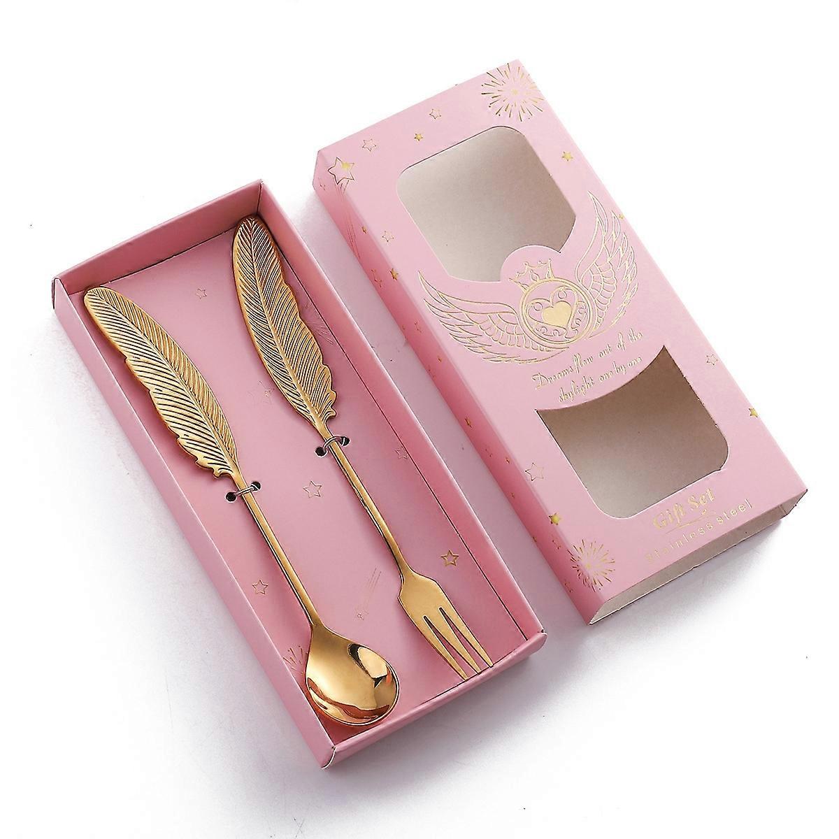 Stainless Ste Tableware ,Style: 2 In 1 Titanium -Pink Box