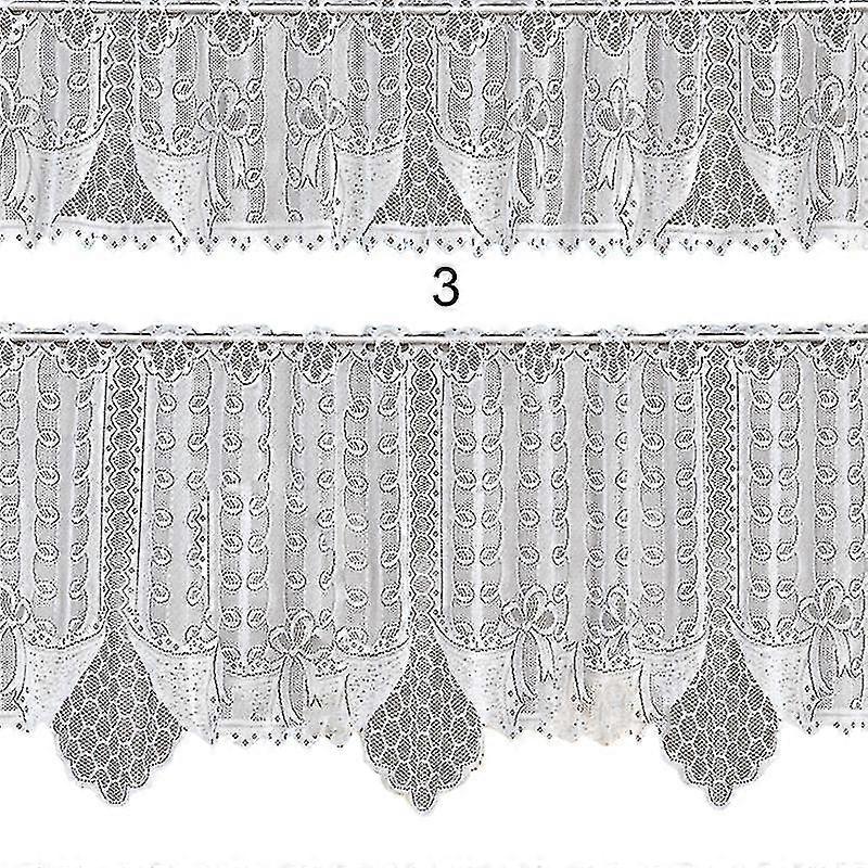 2pcs/set Lace Curtain Translucent Lace Design Vintage Style 2 Tier Cafe Curtain Set For Home