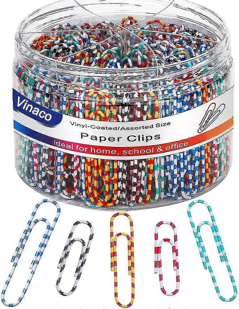 Paper Clips Color Stripe, 450pcs Paper Clip Assored Size, Durable And Rustproof, Vinyl Coated