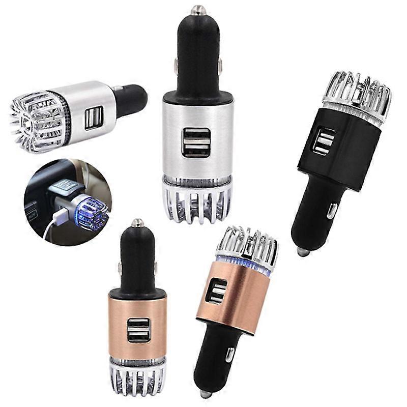 Car Air Purifier Ionizer Anti-microbial Deodorizer Air Freshener With Dual Usb Charger