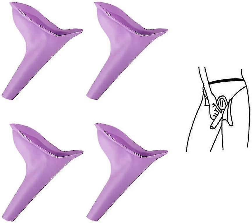 4PCS أنثى جهاز التبول ، أنثى المبولة سيليكون قمع البول أكواب المبولة المحمولة للنساء الوقوف على بول قمع قابلة لإعادة الاستخدام بول قمع