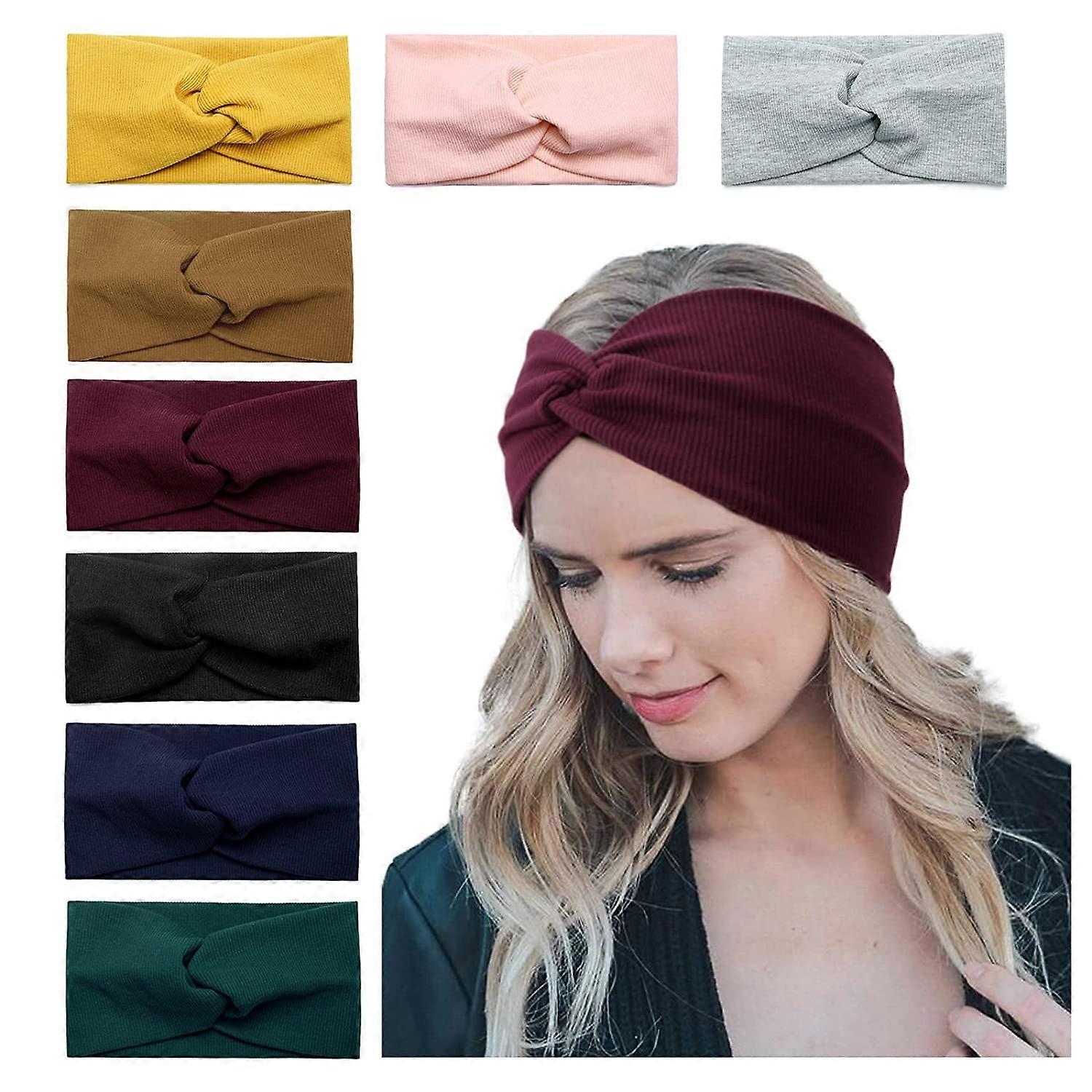 Fasce per turbanti da donna Fasce elastiche larghe Accessori per capelli spessi, confezione da 8
