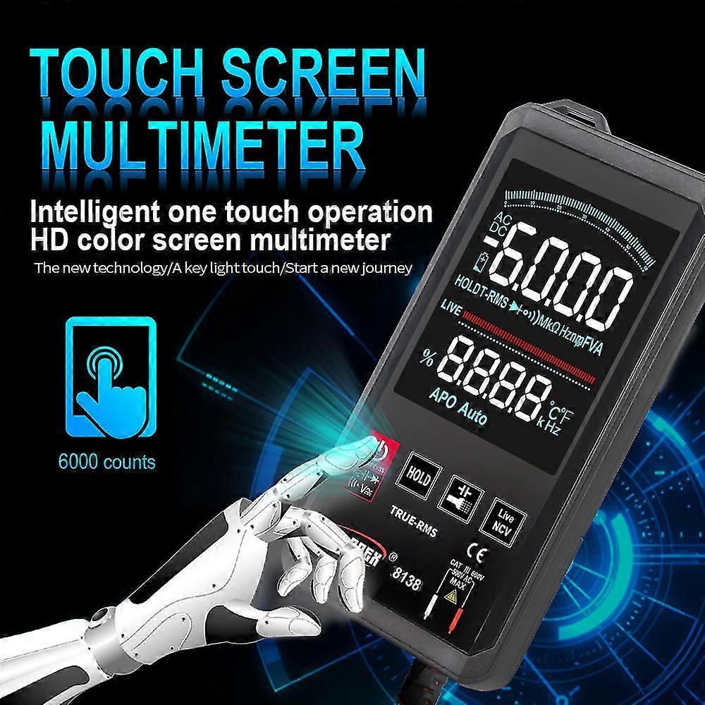 Touch Screen Digital Multimeter Lcd Automatic Ac Dc Voltage Ncv True Rms Temp Resistance Capacitance Meter Diode Buzzer