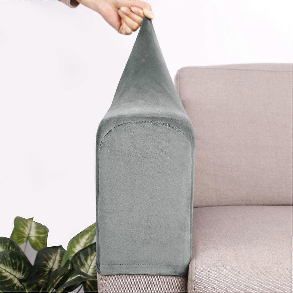 2 Pcs Sofa Armrest Covers Protective Cover Sleeve(Grey)
