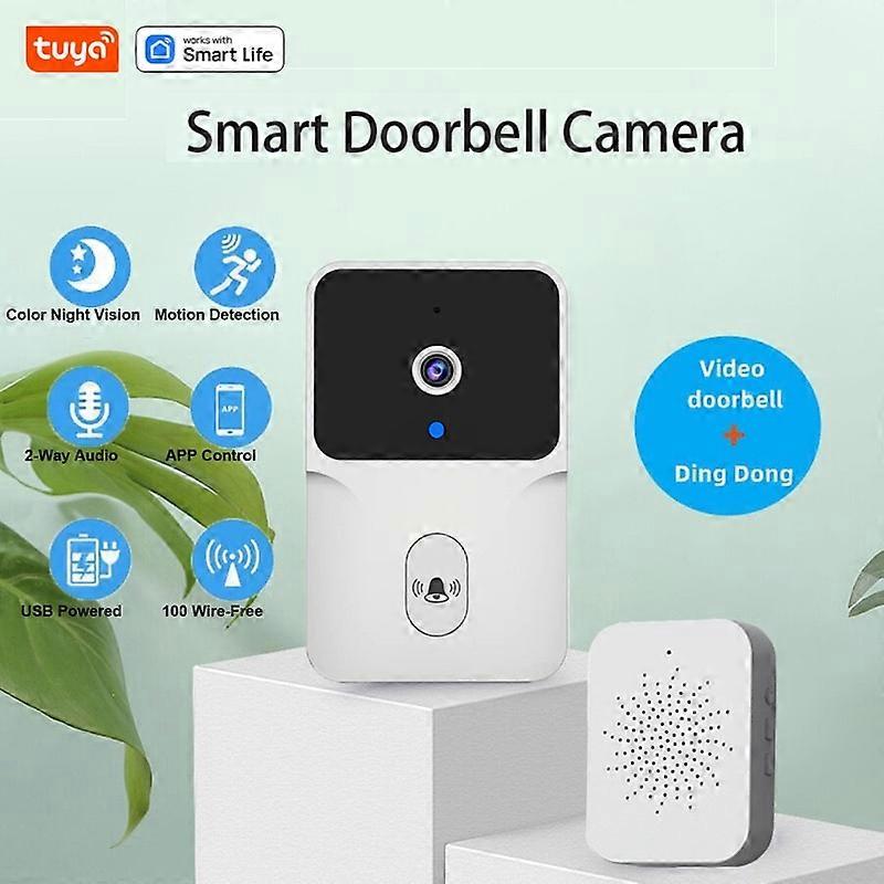 Caméra de sonnette de maison intelligente Tuya Sonnette sans fil WIFI DC AC Caméra alimentée par batterie avec Alexa Caméra de sonnette Google