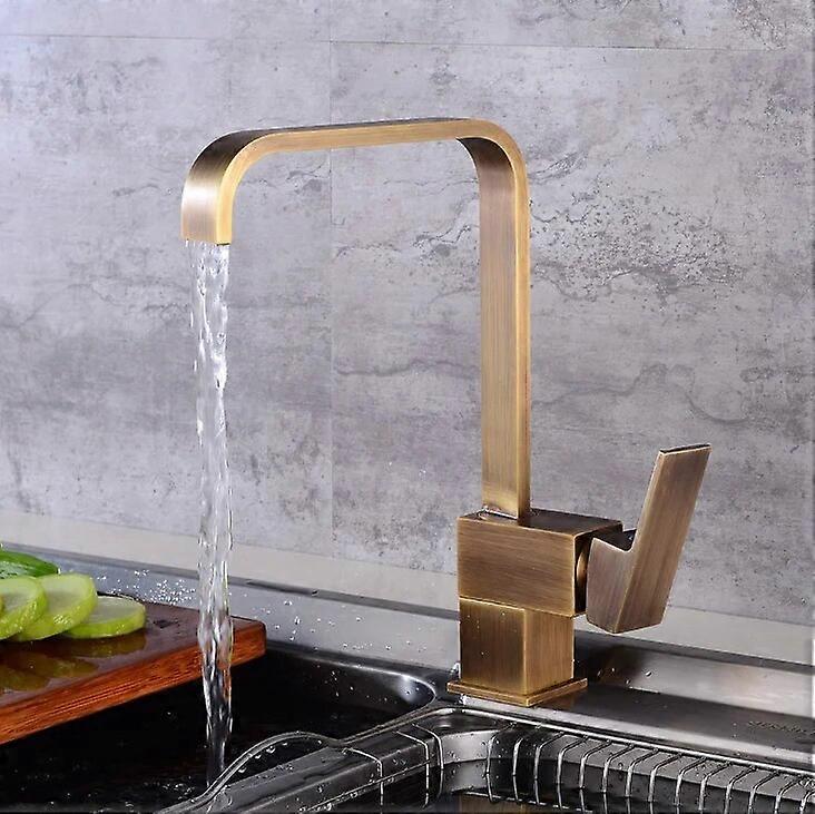 Kitchen Faucets Brass Kitchen Sink Water Faucet 360 Rotate Swivel Faucet Antique Bronze Mixer Single Holder Single Hole ELF2101