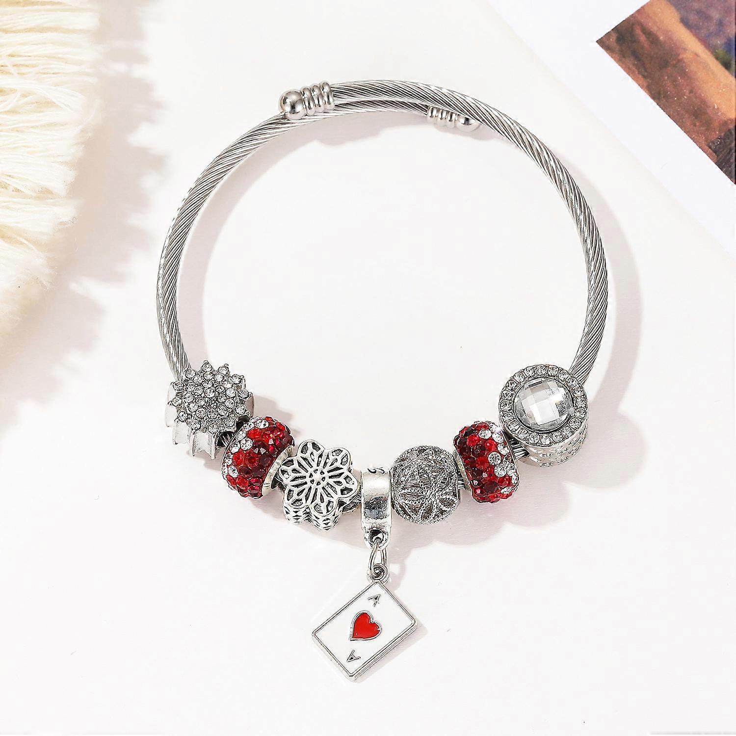 2023 New Pan home Red peach A pendant bracelet Red beaded snowflake diy large hole glass bead bracelet female Advent calendar