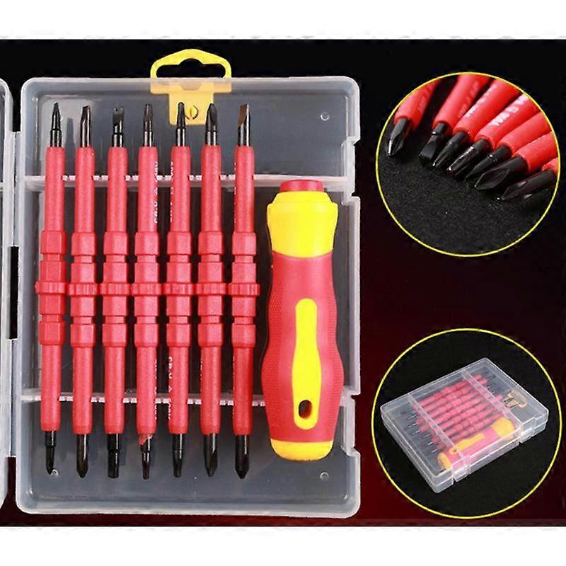 2023 New 7 in 1 Advanced Insulated Electrician Screwdriver Set Red <Chinese Brand Authorization>