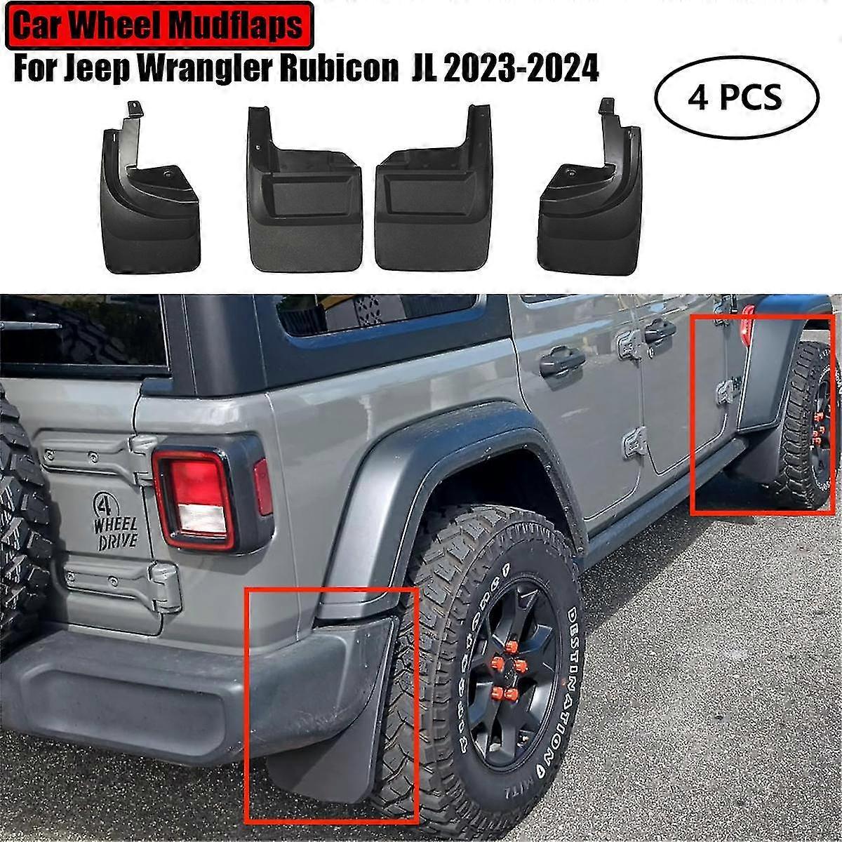 For 2023-2024 Jeep Wrangler Rubicon JL 4 Pcs Car wheel MudFlaps Front Rear Wheel Protector Mudguards Splash Guards Accessories
