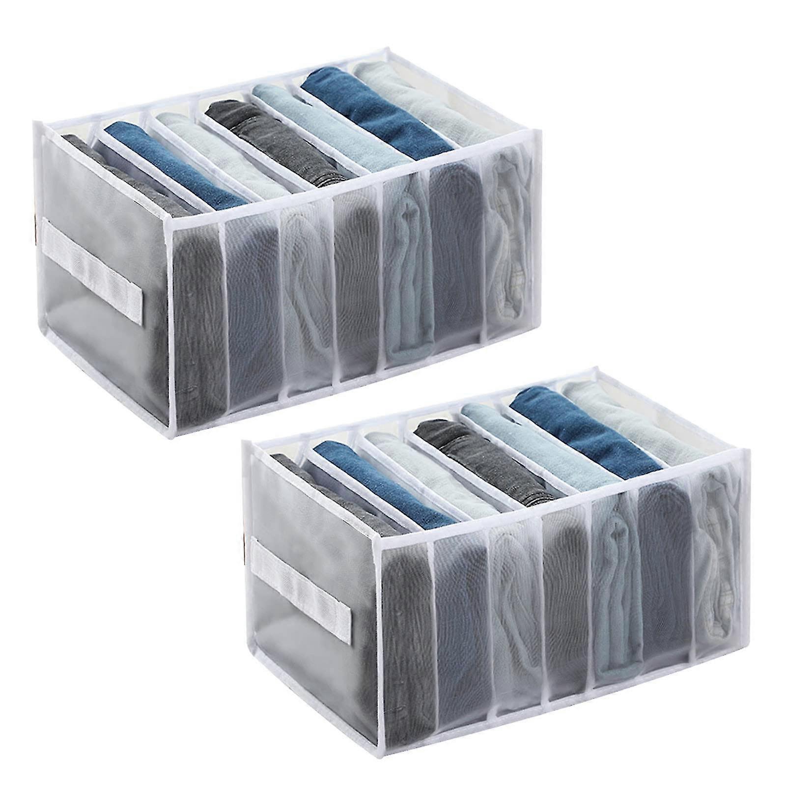 2pcs Wardrobe Clothes Organizer Clothes Drawer Organisers Foldable Mesh Clothes Storage Boxes
